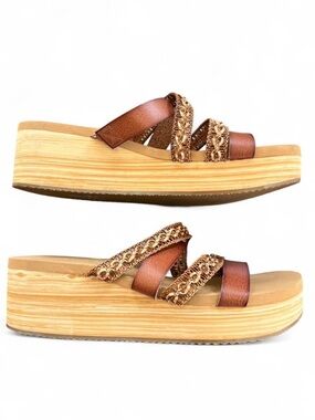 Skechers Cali Summers Braided Platform Slide Sandals - Size 8